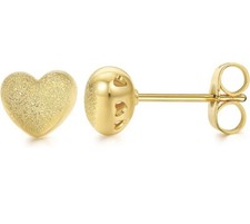 Heart Stud Earrings 18K Gold Plated Hypoallergenic Matte Small Women Girl