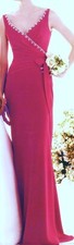 Evening PROM Crossover V-NECK Formal SURPLICE Chiffon Long A-LINE Dress PINK 14