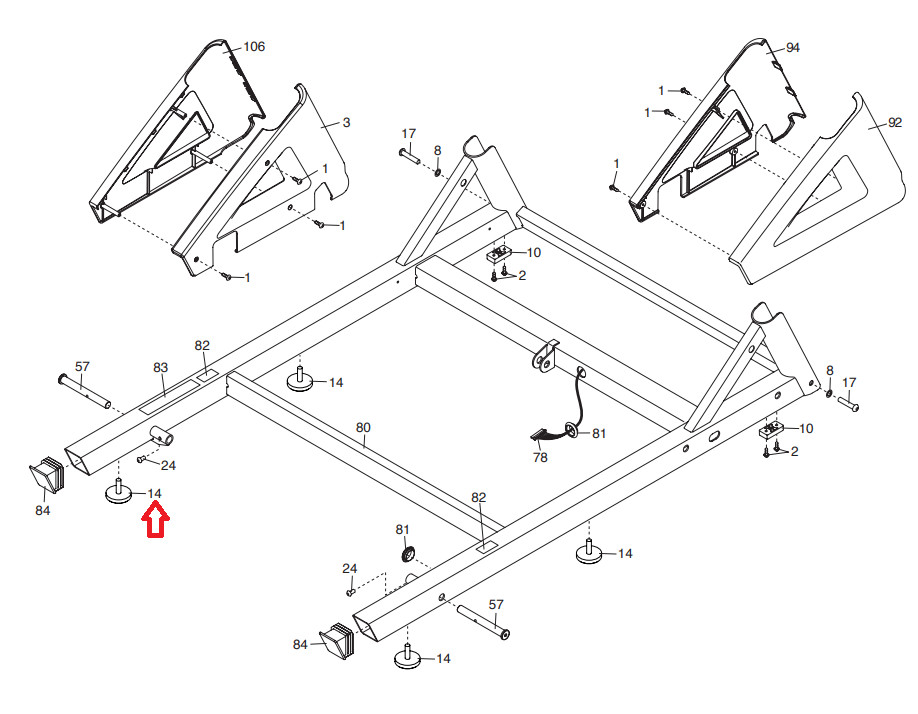 Nordictrack X11i X15i X7I X9I X22i Treadmill Leveling Foot Leveler 325431