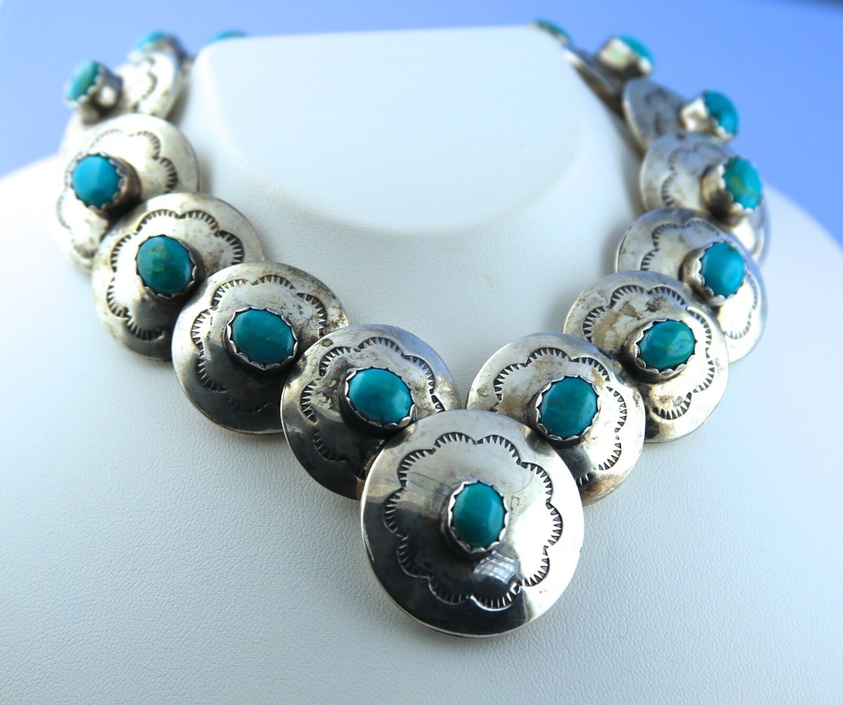 アクセサリー NAVAJO Silver Turquoise Necklace 925 Native American Navajo Turquoise Necklace Sterling Silver