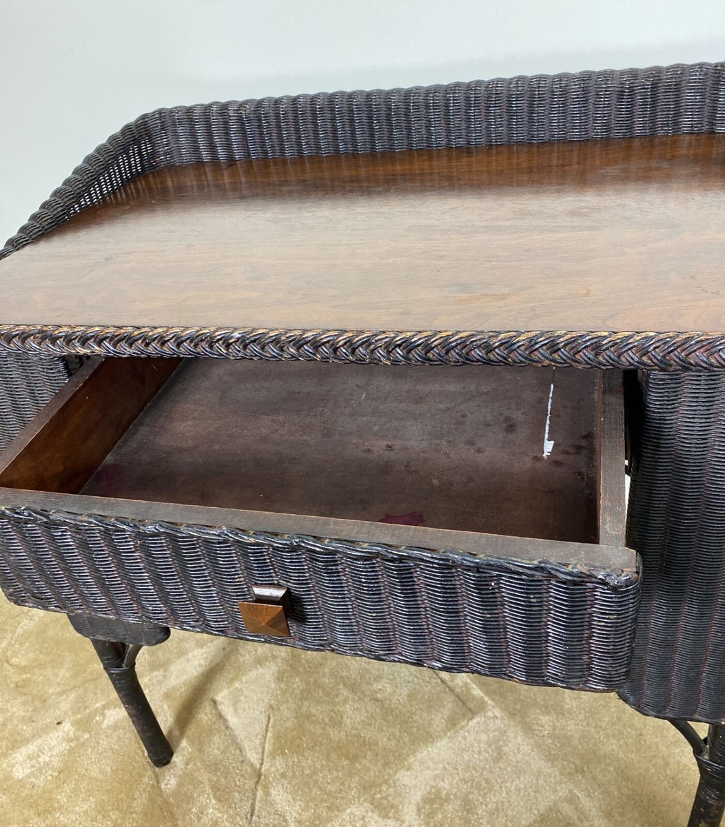 Lloyd Loom Vintage Black Wicker desk and chair Heywood