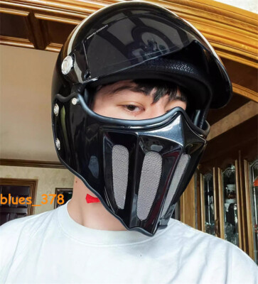 Vintage German Motorcycle Full Face Helmet Goggles Anti-fog fiberglass  helmet | eBay