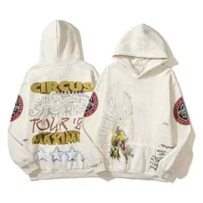 ミュージシャン TRAVIS SCOTT CIRCUS MAXIMUS TOUR HOODIE Travis Scott Utopia Circus Maximus 2023 Tour Zip-Up Hoodie Brown