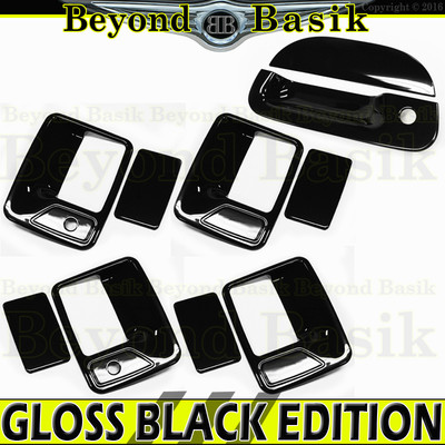 1999-2007 Ford F250-F550 Crew GLOSS BLACK Door Handle COVERS w/PSK+Tailgate w/KH