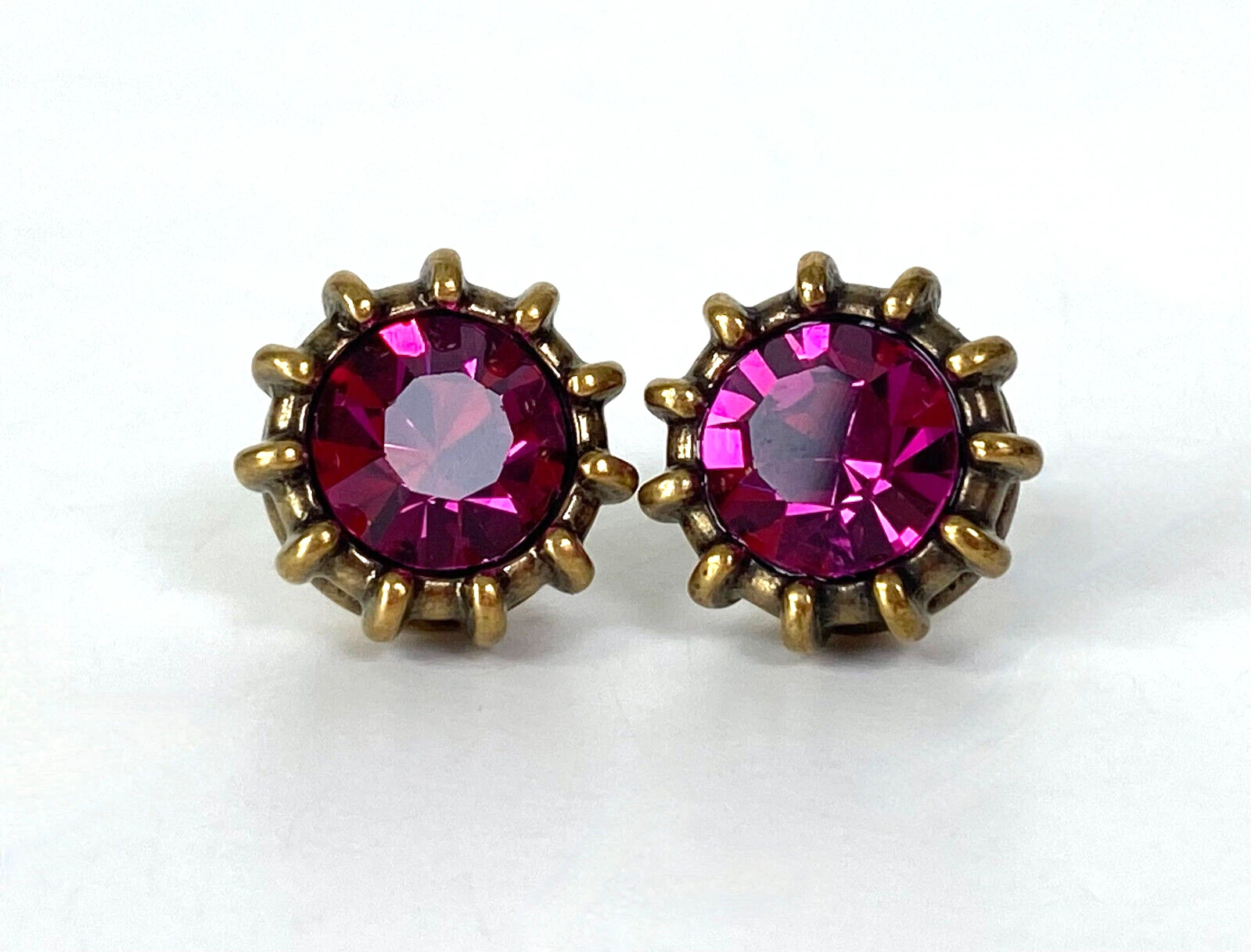 Boucles d'oreilles percées Gucci Auth Bijou cristal fuchsia strass doré