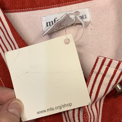 MFA Boston Youth Kids Jacket Red White Striped Canvas Button Down NWT Size 5 5T - Picture 5 of 6