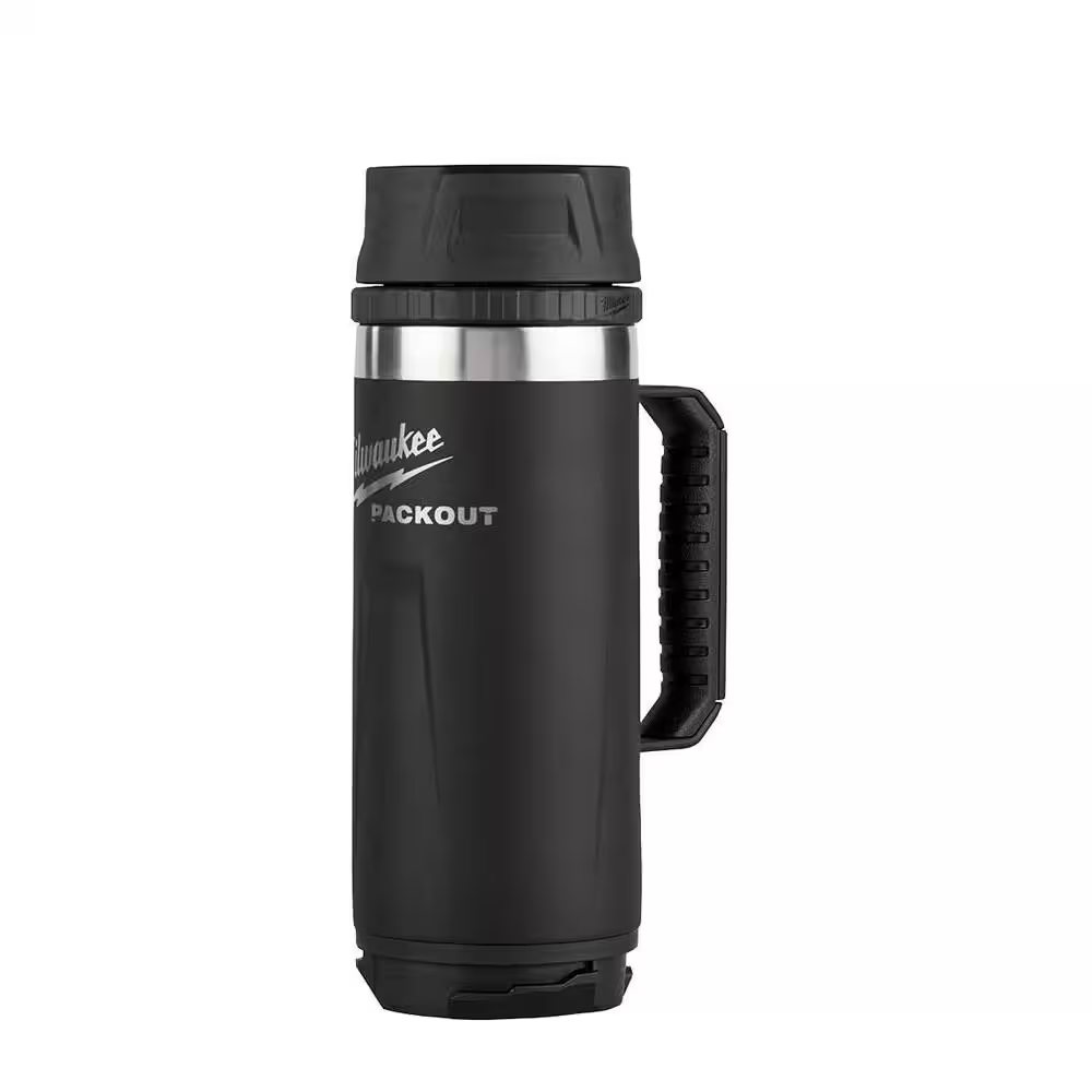 Milwaukee Packout 18 Oz Black Insulated Mug with Sip Lid