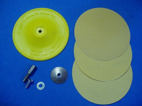 5" UNIVERSAL SANDING DISC BACKER PAD WITH 3 SANDING DISCS PSA STICK ON DISCS - Picture 2 of 2