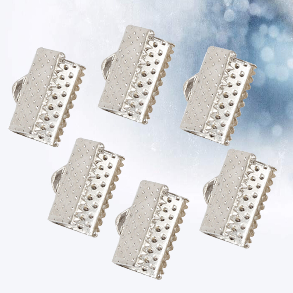 100 PCS Cord End Clamps Metal Ribbon Crimps Ribbon Crimp Clasp