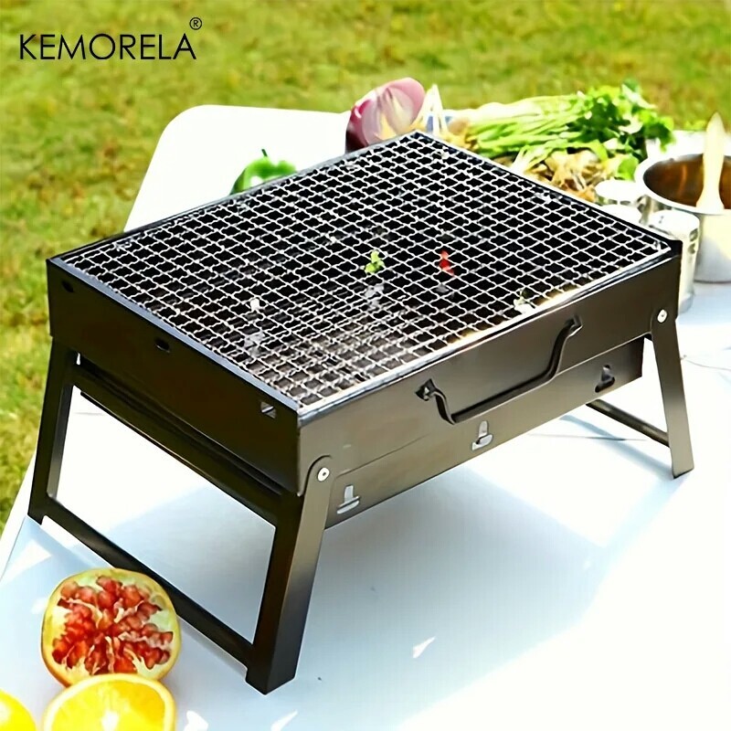Portable BBQ Charcoal Grill Stainless Steel Mini BBQ Outdoor Cooking Camping BBQ