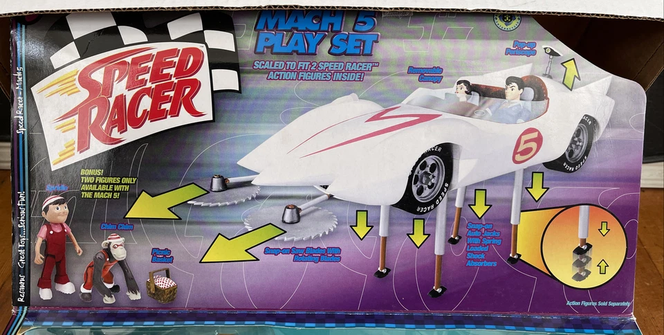 JUEGO Speed Racer MACH 5 con figuras Spridle & Chim raro 1999 nuevo sellado de fábrica Foto 3 de 4