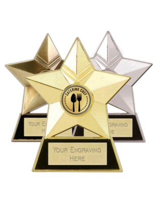Catering Chef Stern Metallplakette Auszeichnung 12 cm Trophäe (L) graviert kostenlos