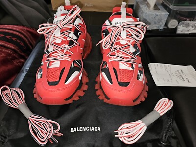 Size 10 - Balenciaga Track Sneaker Clear Sole - Red/black