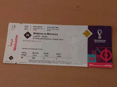 TOP Ticket FIFA World Cup 2022 Qatar #26  Belgium Belgien vs Morocco Marokko