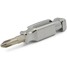 Pocket Screwdriver with Magnet and Clip Phillips and Flat Head - Stainless Steel