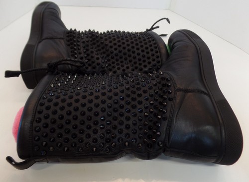 Christian Louboutin Sur La Pony Spike Napa Mid Calf Boots Black Leather Size 9 - Picture 8 of 18