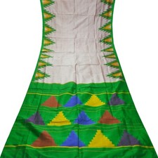 Vintage Pink Sarees 100 Pure Silk Printed Temple Border Sari 5YD Craft Fabric