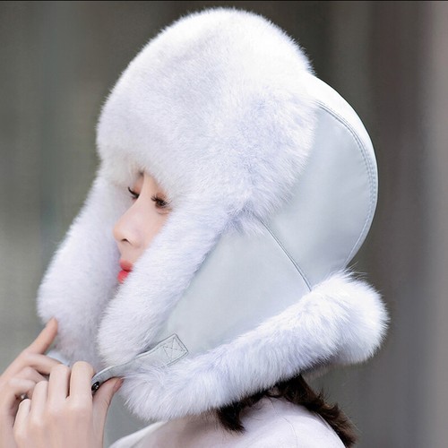 Women Ushanka Russian Genuine Fox Fur Hats Real Leather Ski Trapper Caps Winter - Picture 4 of 15