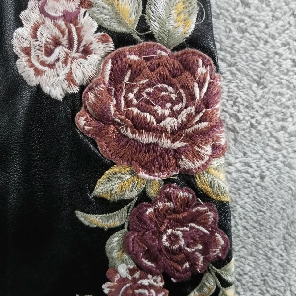 Pantalones Driftwood Mujer 32 Negro Farrah Floral Vegano Cuero Bordado Western Foto 4 de 4