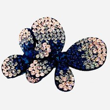 BUTTERFLY FLOWER Hair Clip Hairpin use Swarovski Crystal Elegant Nave Blue L24