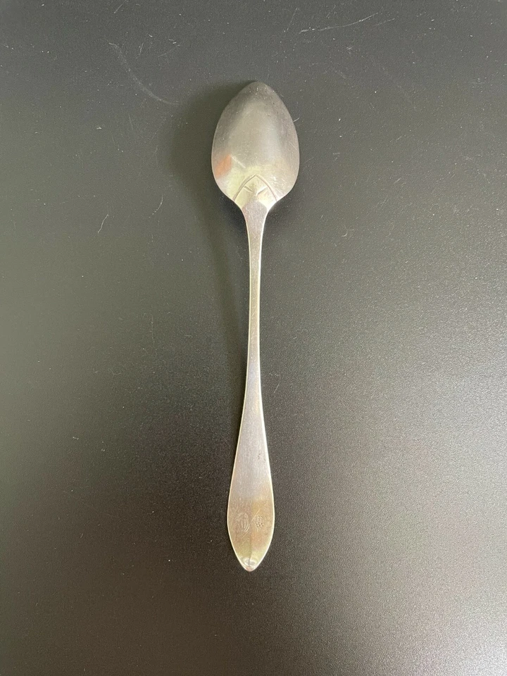 Bonita cucharadita alemana Kassel del siglo XVIII de plata 5-13/16" con monograma 15 g Foto 4 de 4