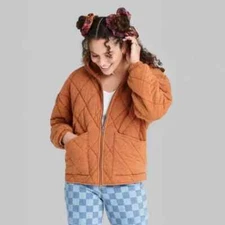 Wild Fable Women's Quilted Hooded Jacket Rust Color Size Small A1055  NWT's