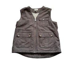 Duluth Trading Co Sherpa Lined Canvas Zip-Front Vest Men's Size 2XL Brown Work