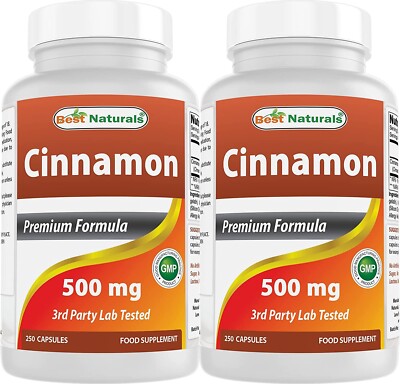 2 Pack Best Naturals Cinnamon 500 mg 250 Capsules