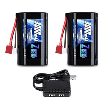 2x Zeee 2S Li-ion Battery 3000mAh 7.4V Battery with T Connector USB Charger