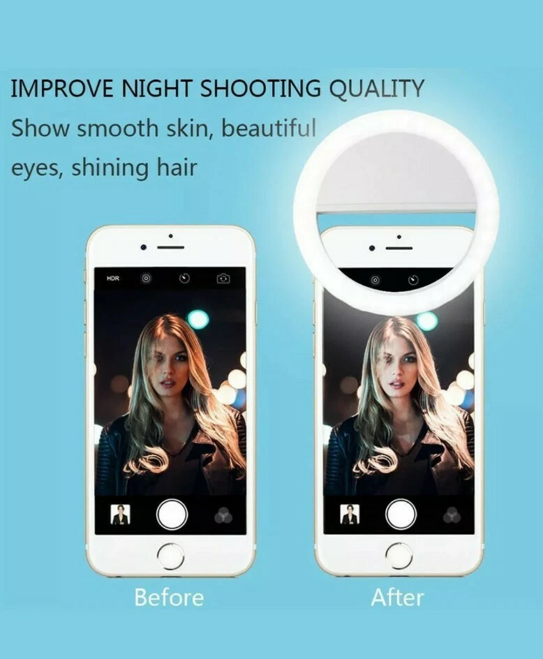 Luz de teléfono súper brillante recarga portátil selfie LED anillo luz iPhone Samsung Foto 4 de 4