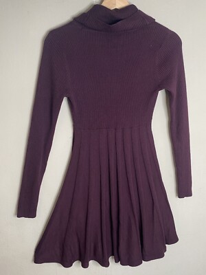 calvin klein skater dress Calvin Klein Purple Long Sleeve Sweater Knit Skater Dress PXS 100% Acrylic