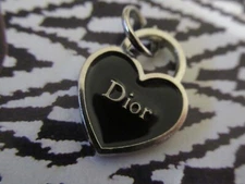 DIOR ZIP PULL charm 14x17MM BLACK, SILVER  tone, LOT  1