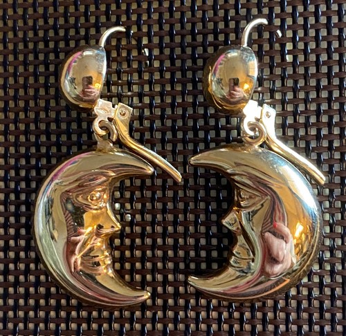 9 grams of 18K Gold Dangle MOON Earrings from ITALY - Picture 4 of 6