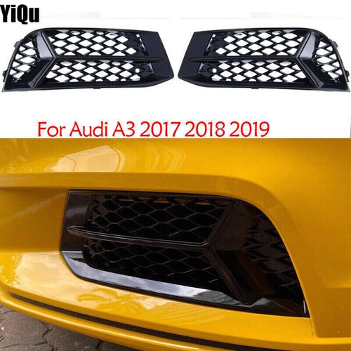 Black Front Bumper Fog Light Cover Grille Bezel For Audi A3 2017 2018 2019 - Bild 2 von 6