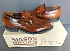 New Mason Mens Leather Loafer Shoes Brown Size 8D Run Large See Description