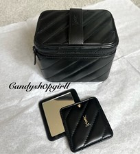 NEW YSL Beaute Black Chevron Vanity Case And Compact Mirror, LIMITED EDITION DUO