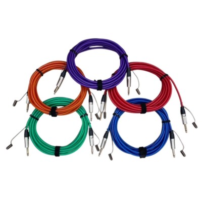 Color Guitar/Instrument Cable 20ft 1/4'' to 1/4'' Straight - Great Quality!