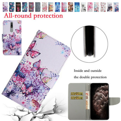 Cat Flower Butterfly Card Wallet Stand Leather Phone Case For Nokia 2.4 3.4 5.4
