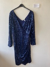 Freemans Navy Sequin Long Sleeved Party Dress Size XL -  UK 22 /24    (FJ29-17)