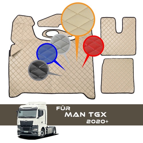 LKW Fußmatten LKW Lederboden Für MAN TGX ab 2020-  Leder Abdeckung Mehrfarbig