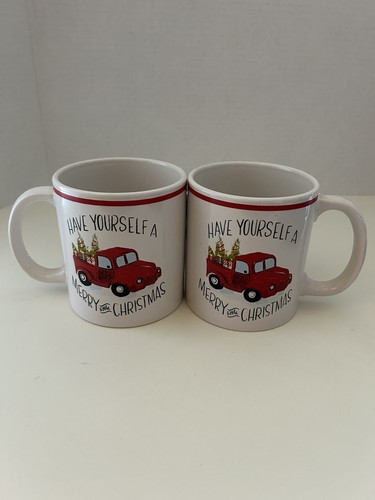 Roter LKW Frohe Weihnachten Tassen 2er Set