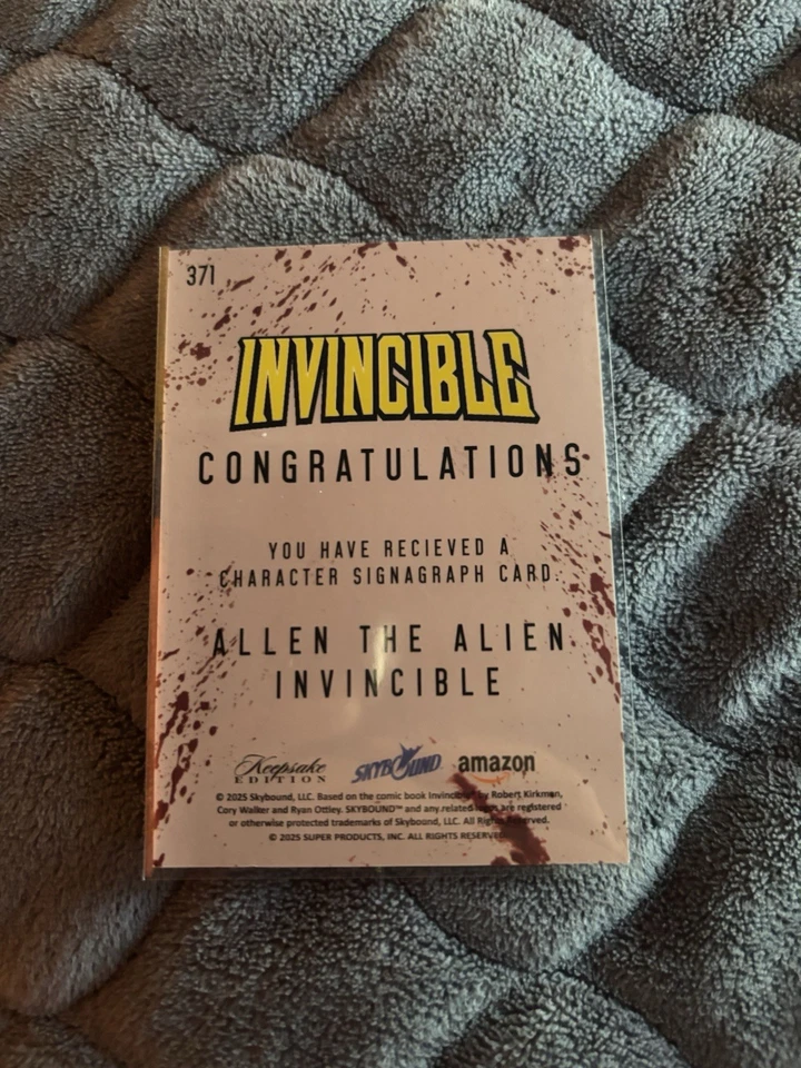 Памятка непобедимый коллекционная карта подписанный 1/5 Аллен инопланетянин и непобедимый карта - Изображение 2 из 2
