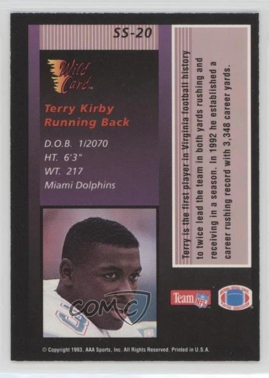 1993 Wild Card Stat Smashers Rookies Terry Kirby #SS-20 RC - Image 2 of 2