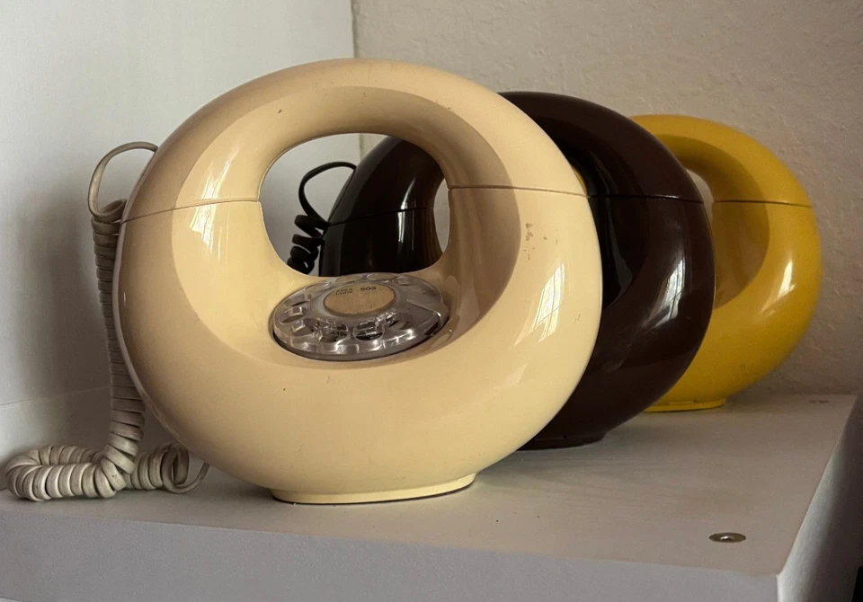 LOTE 3 TELÉFONOS DIFF DONUTS AÑOS 70 CREMA PLÁTANO AMARILLO Y CHOCOLATE MARRÓN EX ++   Foto 4 de 4