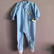 Vintage Classic Pooh Blue Fleece Footie Pajamas Size 24 Months NEW
