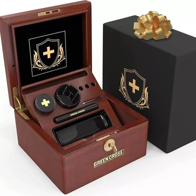 Premium Hash Stash Tobacco Box Decorative Stashbox Lock Box with Key Wooden