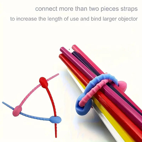 Silicone Zip Ties – 6pcs Reusable Colourful Cable Straps Random Colours - Picture 5 of 5