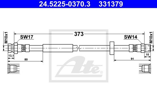 245225-03703 BRAKE HOSE LINE PIPE REAR ATE 2PCS NEW OE REPLACEMENT - Picture 2 of 5