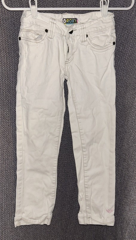 Roxy Girls White Cuffed Jeans, Size 12