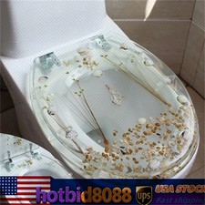 Resin Toilet Seat Seashell Oval Shape Transparent Bathroom Decor for U Type